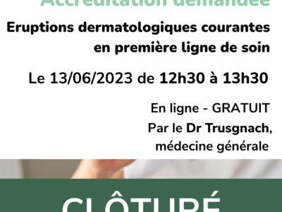 Eruptions dermatologiques courantes en première ligne de soins.